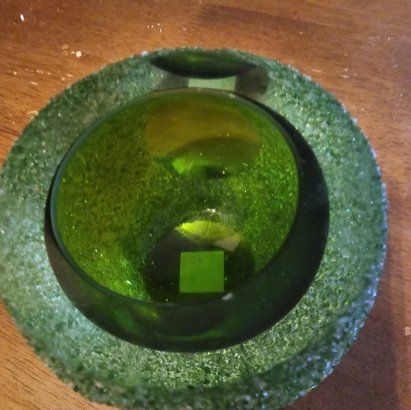 Saks Fifth Ave. Green Sommerso Crystal Votive Holder - Picture 3 of 4